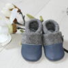 Wollwalk Lederpuschen jeansblau